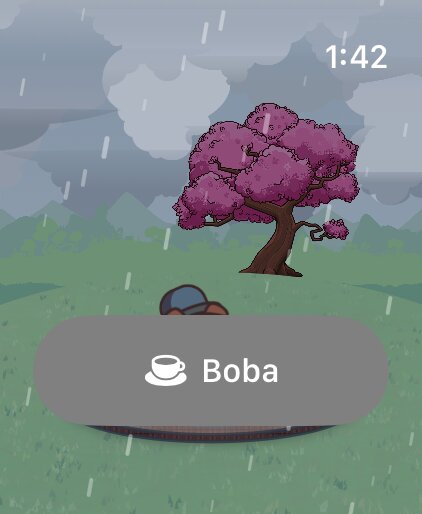 The onsen in the rain on Apple Watch.